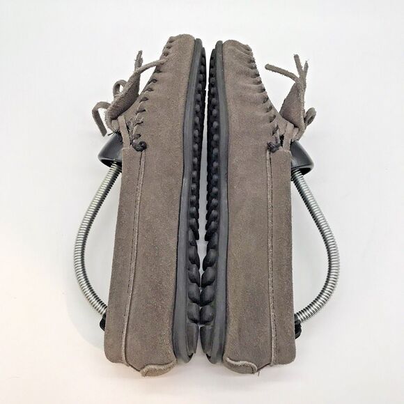 Minnetonka 4011 Kilty Plus Grey Moccasins Women's 6 Suede Leather Nub Sole Shoes - Picture 7 of 10